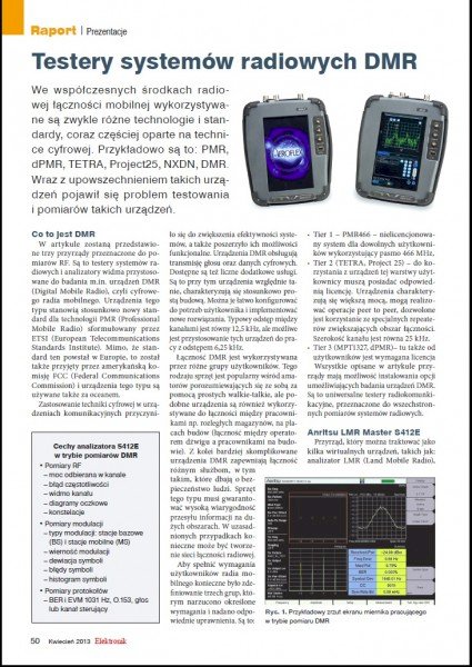 Testery systemów radiowych DMR - prezentacja Elektronik kwiecień 2013