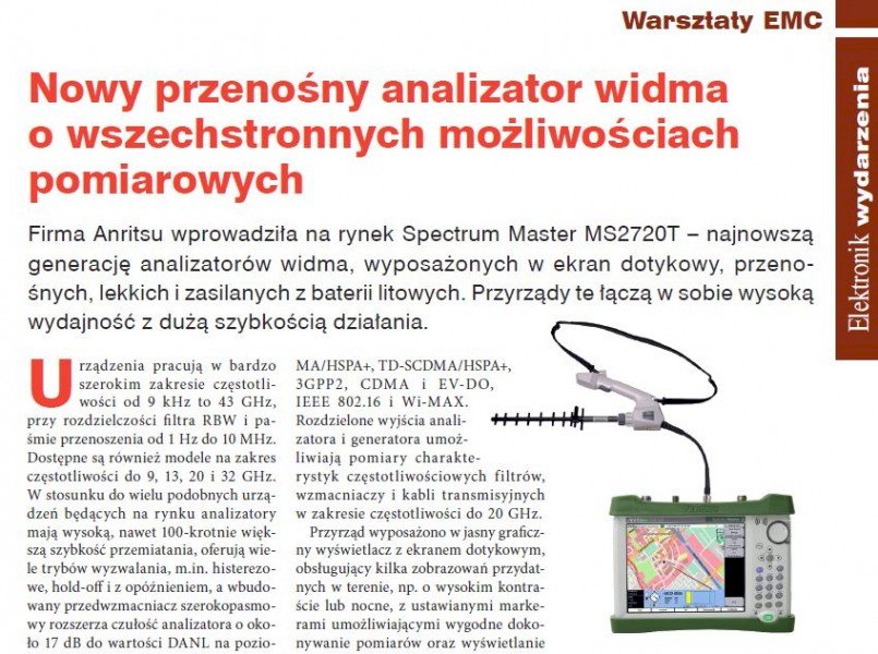 Analizatory widma serii MS2720T - prezentacja Elektronik Maj 2013